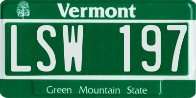 VT license plate LSW197