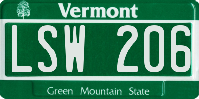 VT license plate LSW206