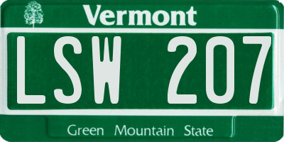 VT license plate LSW207