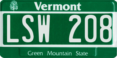 VT license plate LSW208