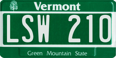 VT license plate LSW210