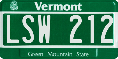 VT license plate LSW212