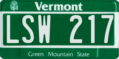 VT license plate LSW217