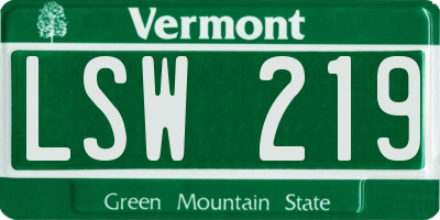 VT license plate LSW219