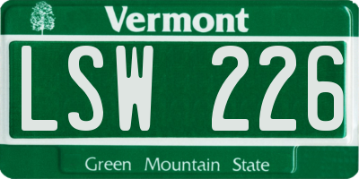VT license plate LSW226