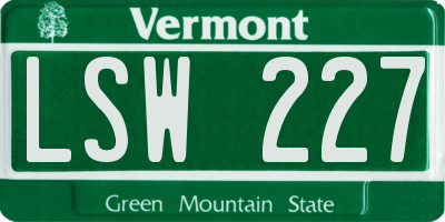 VT license plate LSW227