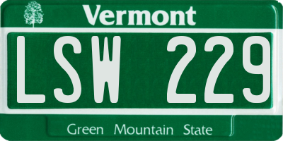 VT license plate LSW229