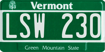 VT license plate LSW230