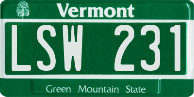 VT license plate LSW231