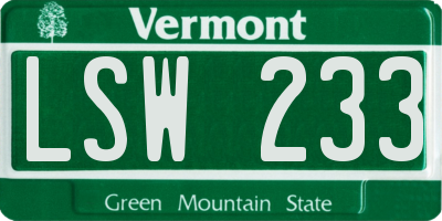 VT license plate LSW233