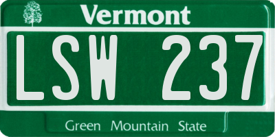 VT license plate LSW237