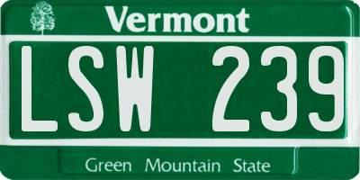 VT license plate LSW239