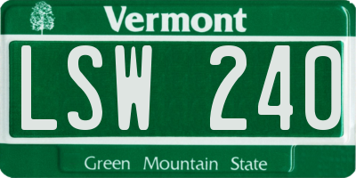 VT license plate LSW240