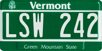 VT license plate LSW242