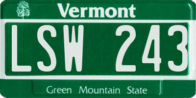 VT license plate LSW243