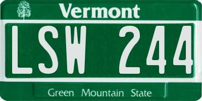 VT license plate LSW244