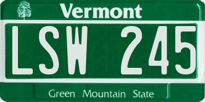 VT license plate LSW245
