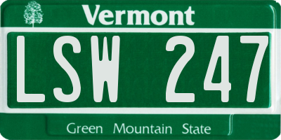 VT license plate LSW247