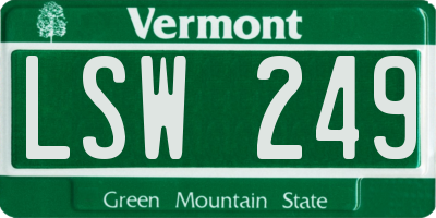 VT license plate LSW249