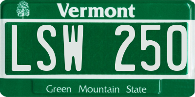 VT license plate LSW250
