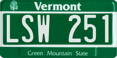 VT license plate LSW251