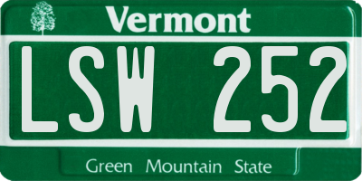 VT license plate LSW252