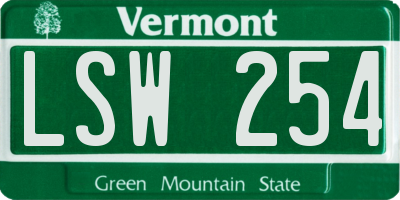 VT license plate LSW254