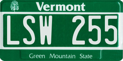 VT license plate LSW255