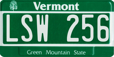 VT license plate LSW256