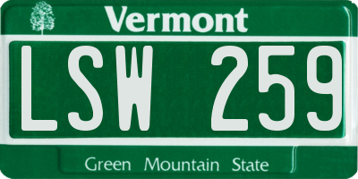 VT license plate LSW259