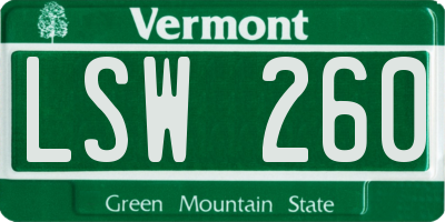 VT license plate LSW260