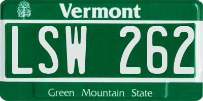 VT license plate LSW262