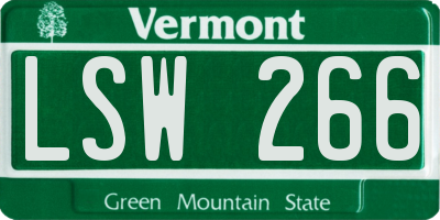 VT license plate LSW266