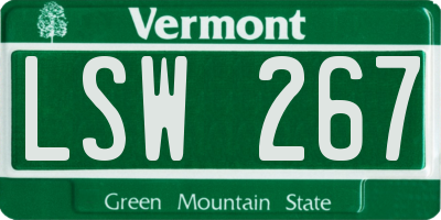 VT license plate LSW267