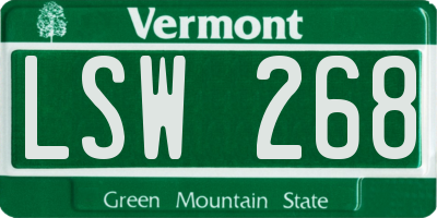 VT license plate LSW268