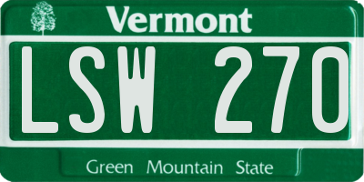 VT license plate LSW270