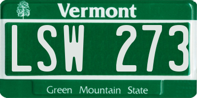 VT license plate LSW273