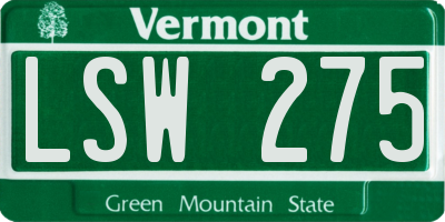 VT license plate LSW275