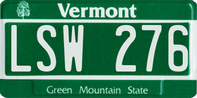 VT license plate LSW276
