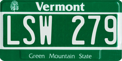 VT license plate LSW279