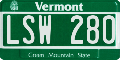 VT license plate LSW280