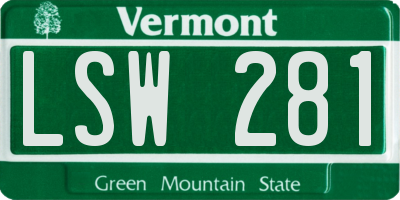 VT license plate LSW281