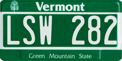 VT license plate LSW282
