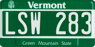 VT license plate LSW283