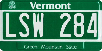 VT license plate LSW284