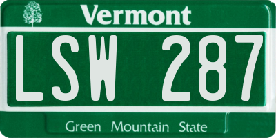 VT license plate LSW287