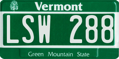 VT license plate LSW288