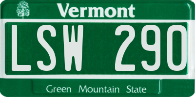 VT license plate LSW290