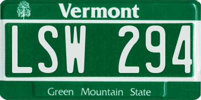 VT license plate LSW294