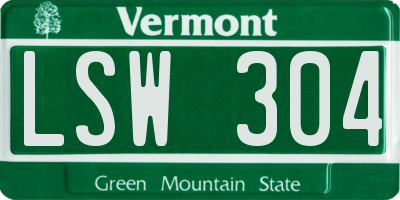 VT license plate LSW304